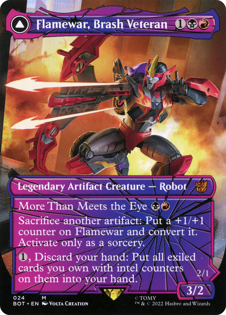 Flamewar, Brash Veteran (Shattered Glass) (BOT-024) (Borderless) [Transformers] Foil