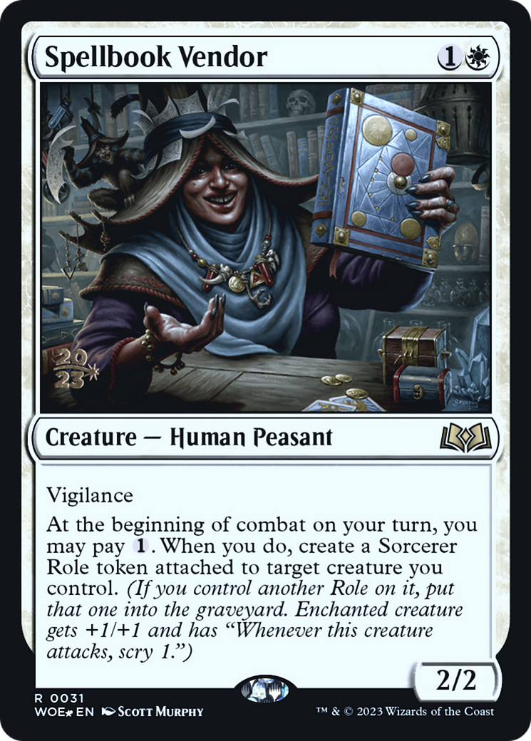 Spellbook Vendor (PRE-031) [Wilds of Eldraine Promos] Foil