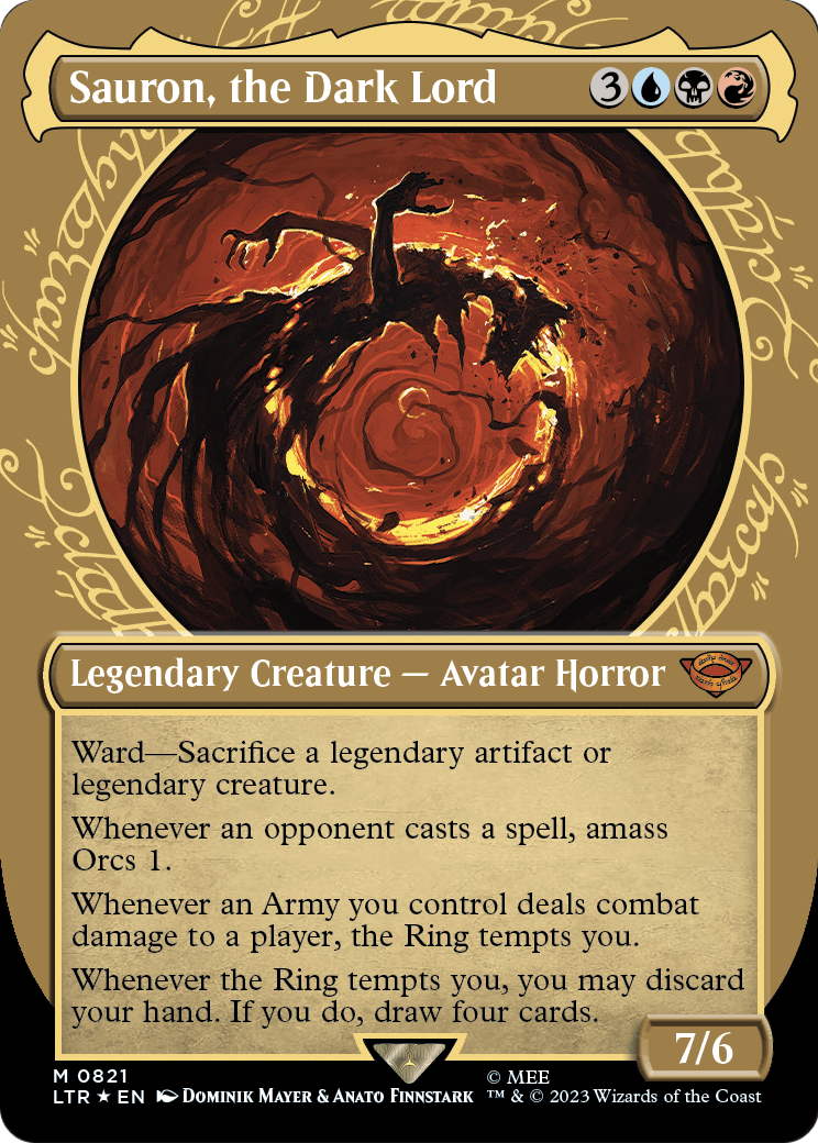 Sauron, the Dark Lord (Showcase) (Surge Foil) (LTR-821) (Borderless) [The Lord of the Rings: Tales of Middle-earth] Foil