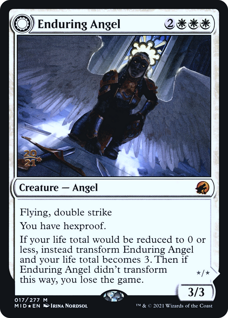Enduring Angel (PRE-017) [Innistrad: Midnight Hunt Promos] Foil