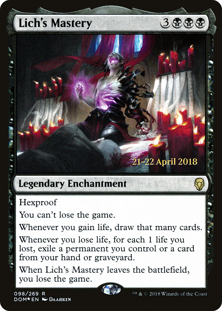 Lich's Mastery (PRE-098) [Dominaria Promos] Foil