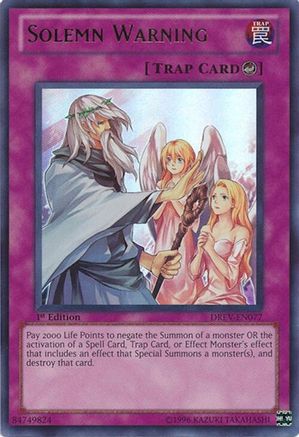 Solemn Warning (Ultra Rare) (DREV-EN077) - Duelist Revolution Unlimited