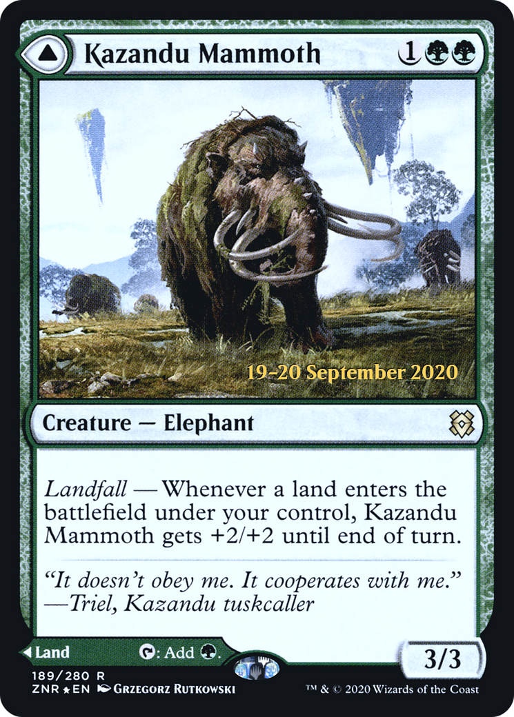 Kazandu Mammoth (PRE-189) [Zendikar Rising Promos] Foil