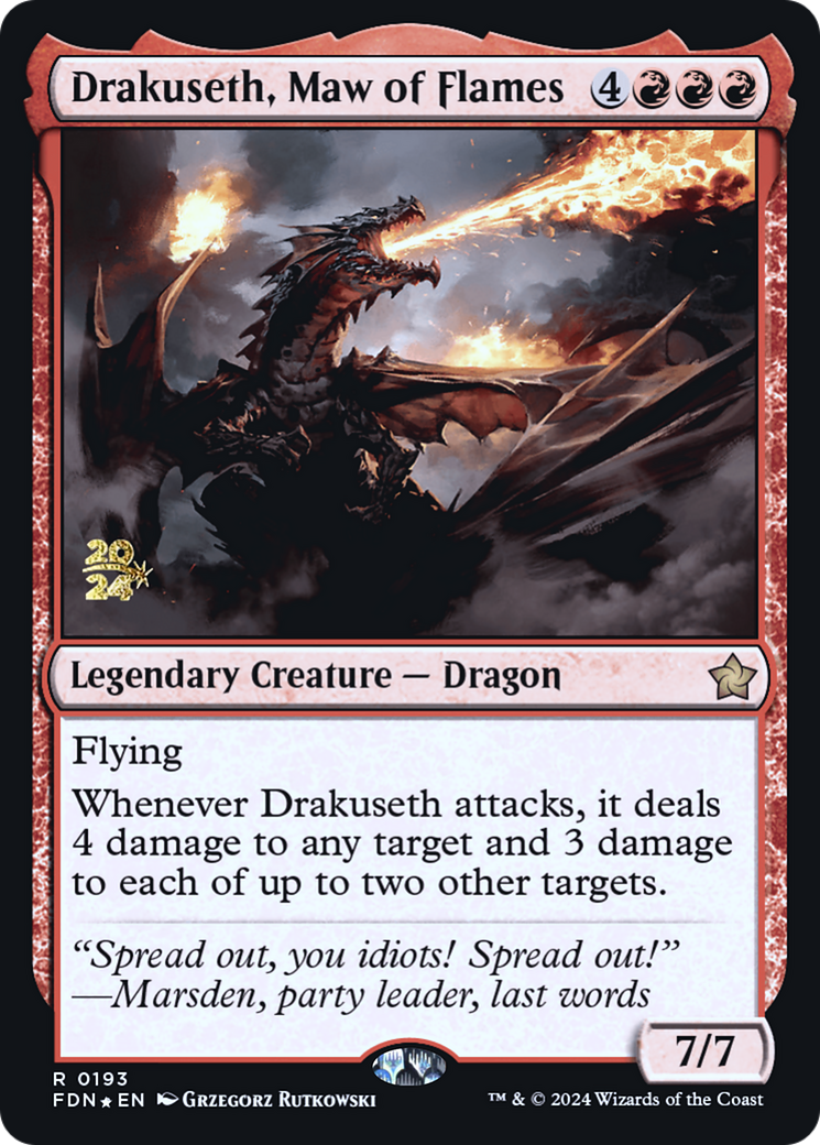 Drakuseth, Maw of Flames (FDN) (PRE-193) [Foundations Promos] Foil