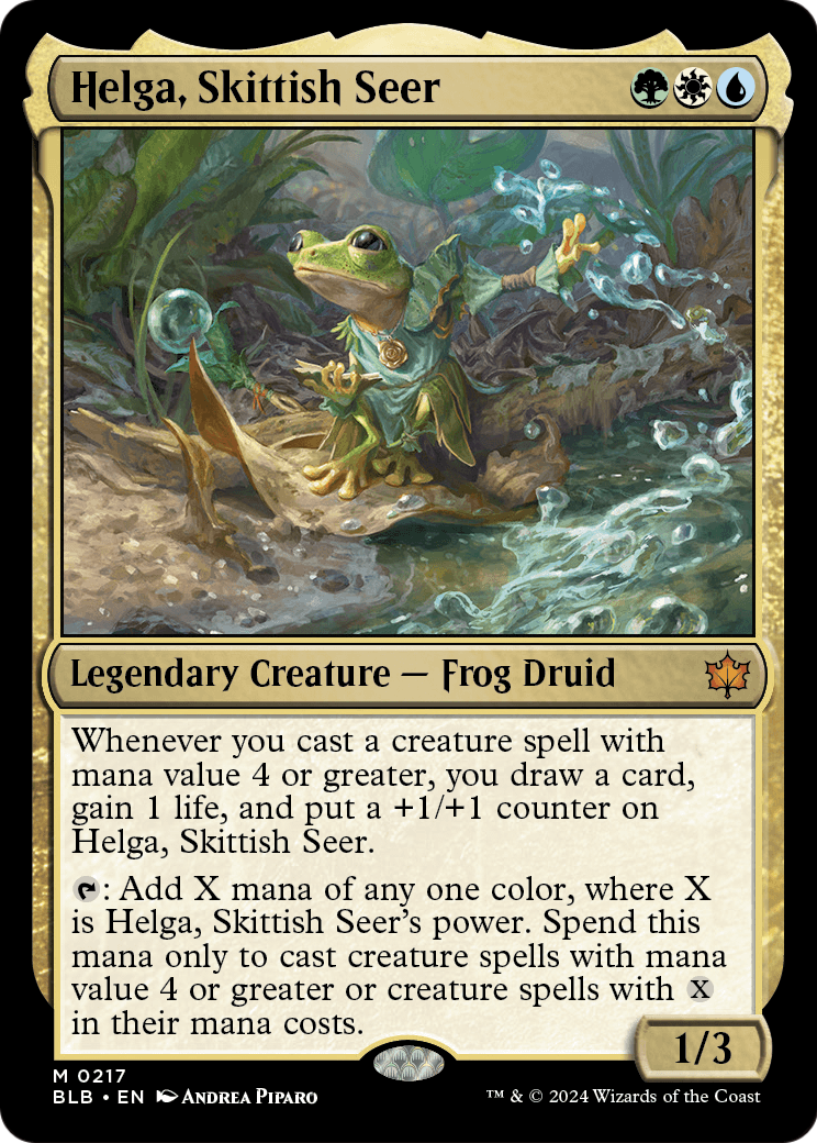 Helga, Skittish Seer (BLB-217) [Bloomburrow] Foil