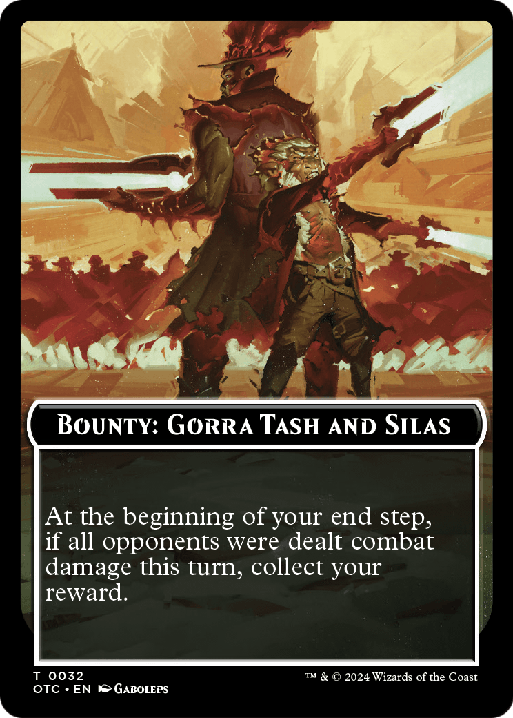 Bounty: Gorra Tash and Silas // Wanted! (TOTC-032) [Outlaws of Thunder Junction Commander Tokens]