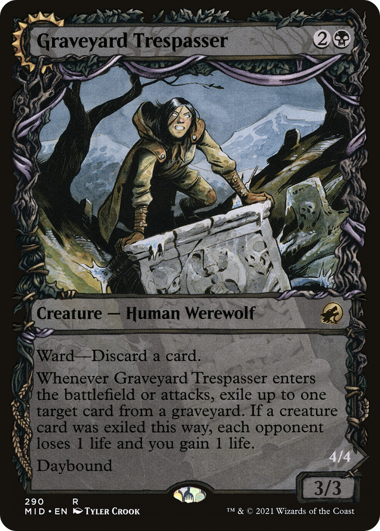Graveyard Trespasser (Showcase) (MID-290) [Innistrad: Midnight Hunt] Foil