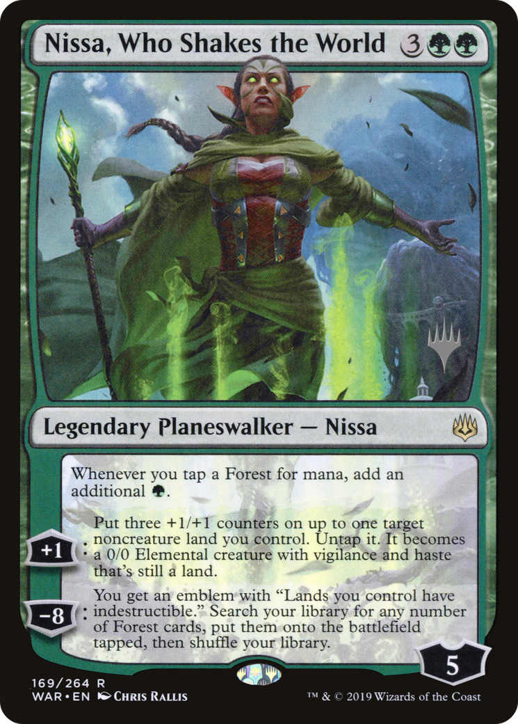 Nissa, Who Shakes the World (PPELD-169) [Promo Pack: War of the Spark Promos] Foil