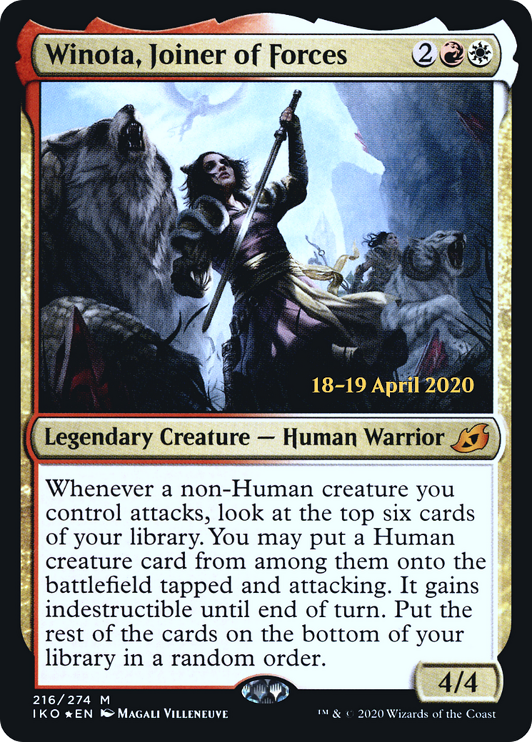 Winota, Joiner of Forces (PRE-216) [Ikoria: Lair of Behemoths Promos] Foil