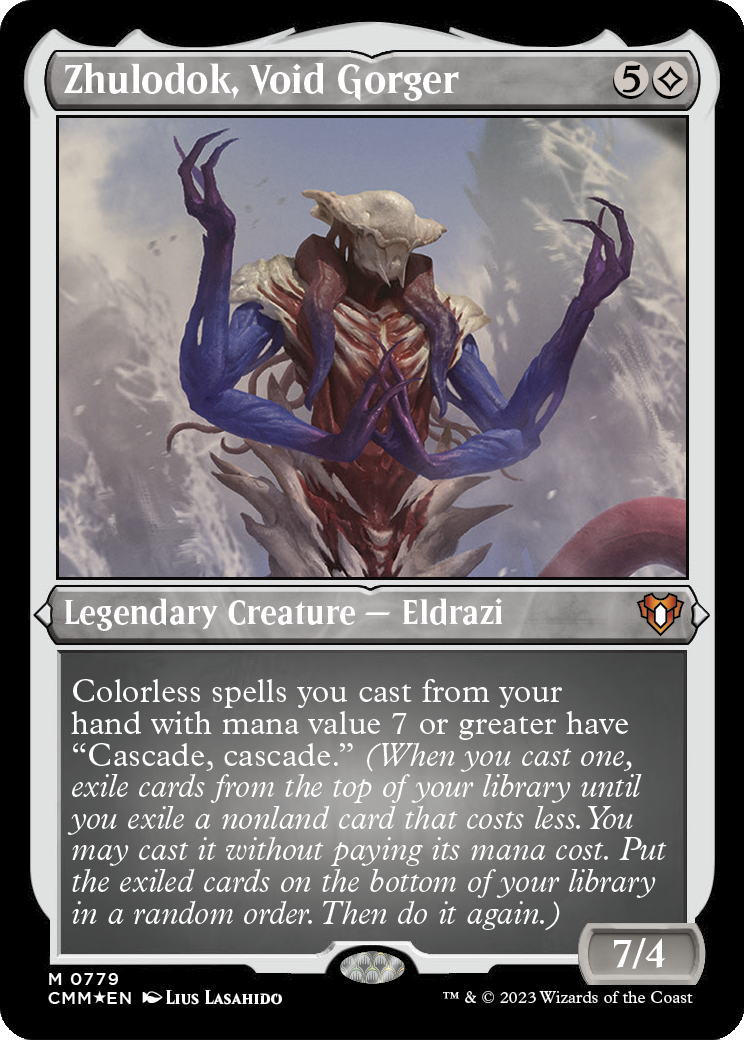 Zhulodok, Void Gorger (Display Commander) (Foil Etched) - Thick Stock (CMM-779) [Commander Masters] Foil