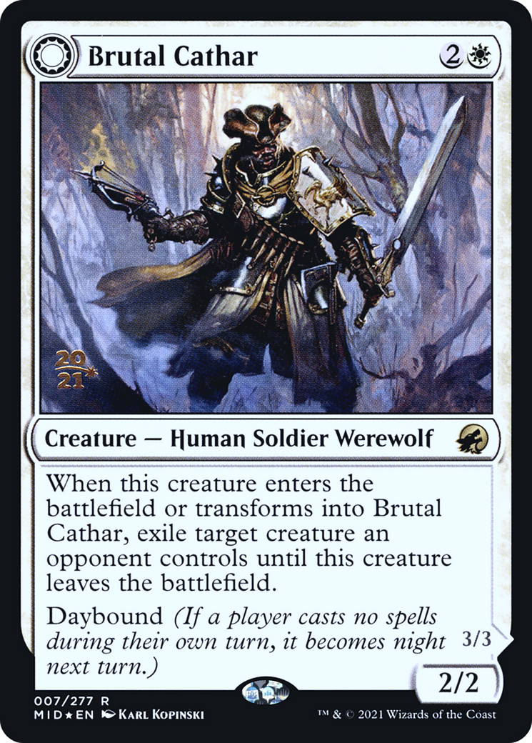 Brutal Cathar (PRE-007) [Innistrad: Midnight Hunt Promos] Foil