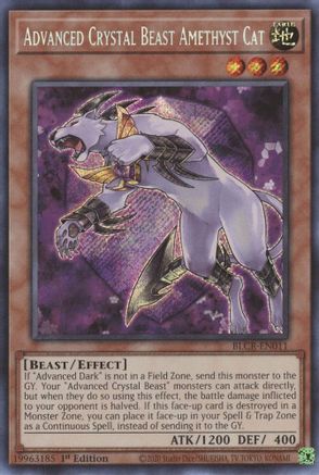 Advanced Crystal Beast Amethyst Cat (Secret Rare) (BLCR-EN011) - Battles of Legend: Crystal Revenge 1st Edition