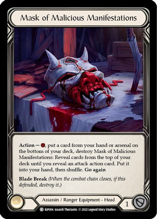 Mask of Malicious Manifestations (RIP004) - Blitz Deck: Outsiders - Riptide