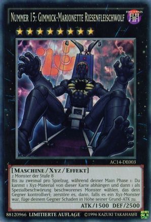 Number 15: Gimmick Puppet Giant Grinder (German) - "Nummer 15: Gimmick-Marionette Riesenfleischwolf" (Super Rare) (AC14-DE003) - Advent Calendar 2014 (Adventskalender ZEXAL-Edition) Limited
