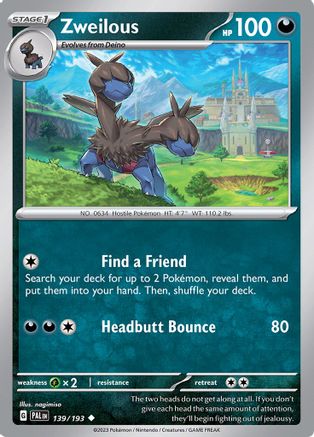 Zweilous (139/193) [SV02 Paldea Evolved] Reverse Holofoil - Uncommon