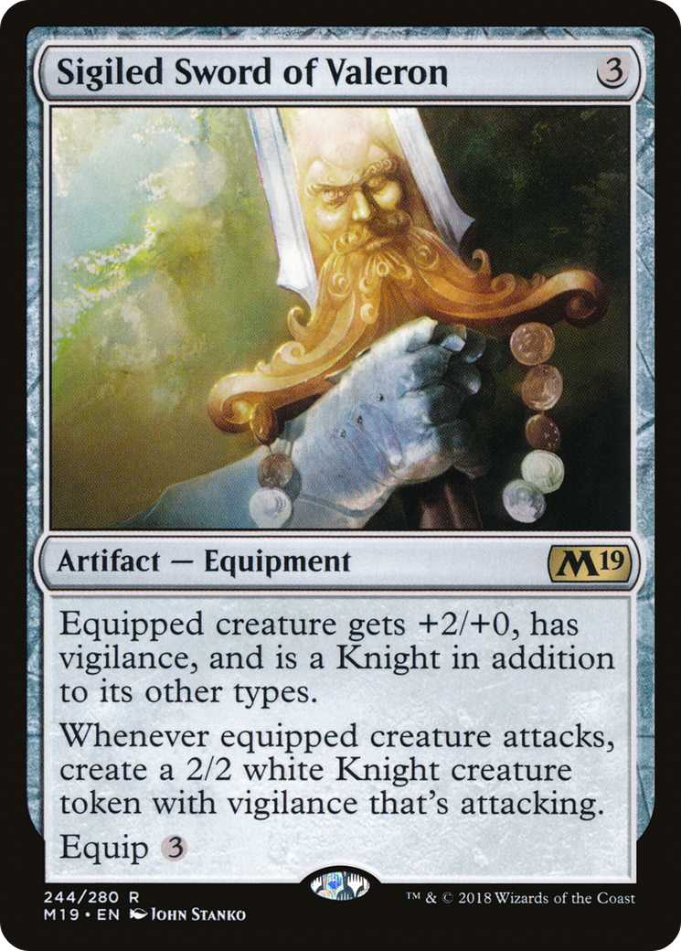 Sigiled Sword of Valeron (M19-244) [Core Set 2019] Foil