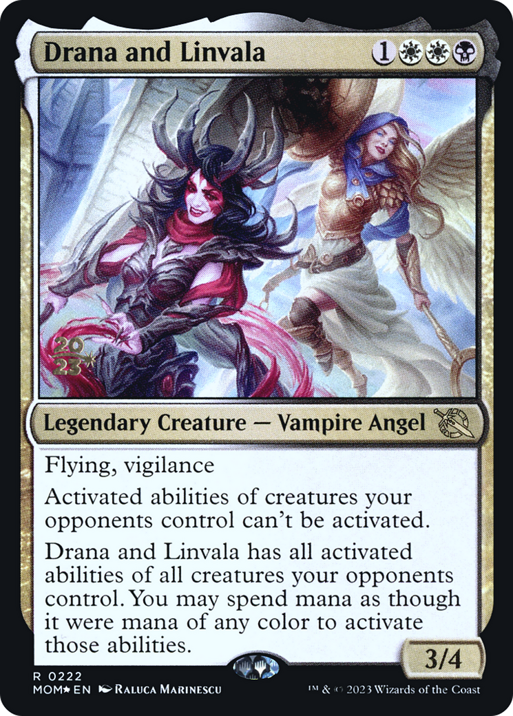 Drana and Linvala (PRE-222) [March of the Machine Promos] Foil