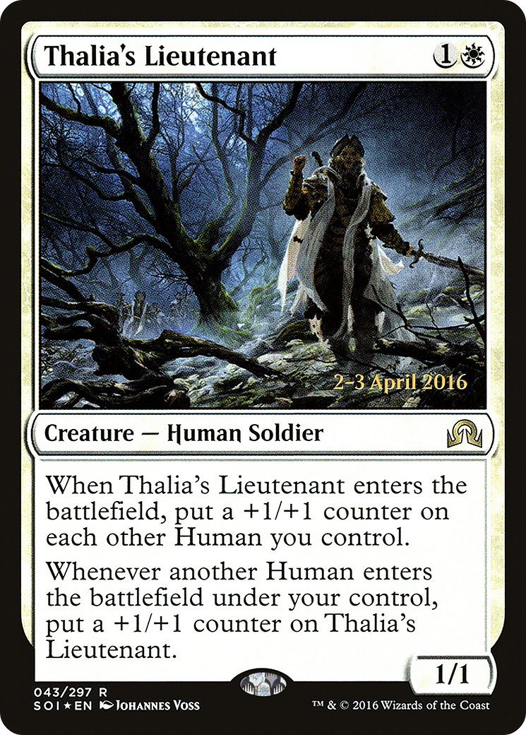 Thalia's Lieutenant (PRE-043) [Shadows over Innistrad Promos] Foil