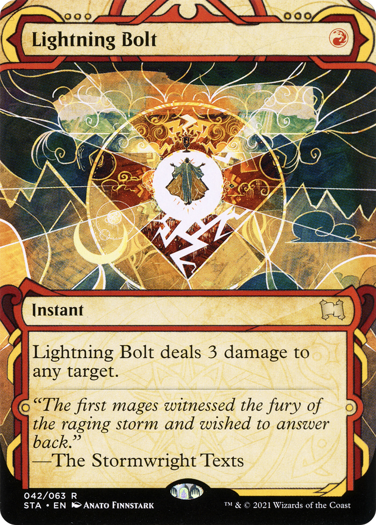 Lightning Bolt (STA-042) (Showcase) (Borderless) [Strixhaven Mystical Archive] Foil