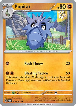 Pupitar (106/197) [SV03 Obsidian Flames] Reverse Holofoil - Uncommon