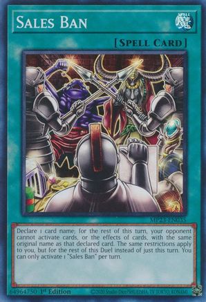 Sales Ban (Super Rare) (MP23-EN035) - 25th Anniversary Tin: Dueling Heroes Mega Pack 1st Edition