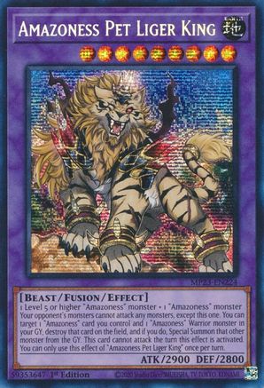 Amazoness Pet Liger King (Prismatic Secret Rare) (MP23-EN224) - 25th Anniversary Tin: Dueling Heroes Mega Pack 1st Edition