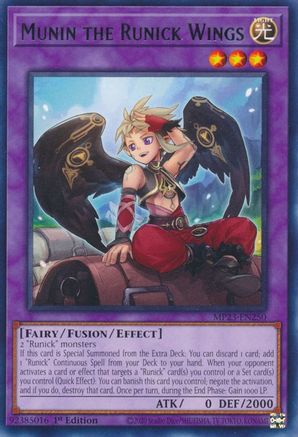 Munin the Runick Wings (Rare) (MP23-EN250) - 25th Anniversary Tin: Dueling Heroes Mega Pack 1st Edition