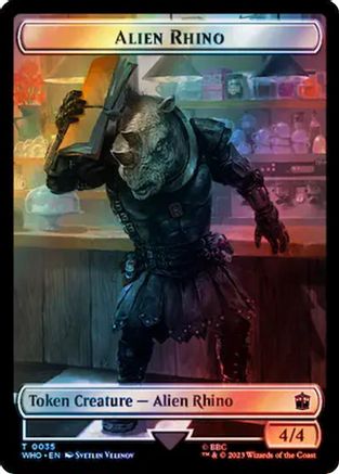 Alien Rhino // Beast Double-Sided Token (Surge Foil) (WHO-35 // 49) [Universes Beyond: Doctor Who] Foil