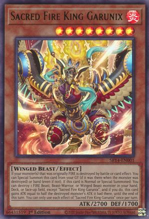 Sacred Fire King Garunix (Ultra Rare) (SR14-EN001) - Structure Deck: Fire Kings 1st Edition