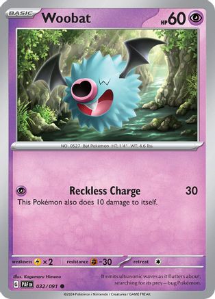 Woobat (032/091) [SV Paldean Fates] Reverse Holofoil - Common