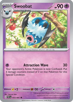 Swoobat (033/091) [SV Paldean Fates] Reverse Holofoil - Uncommon