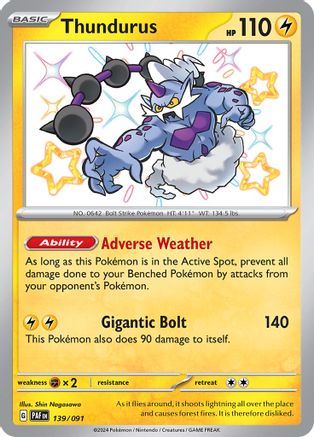 Thundurus (139/091) [SV Paldean Fates] Holofoil - Shiny Rare