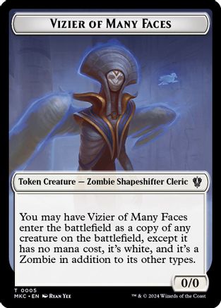 Vizier of Many Faces // Zombie Double-Sided Token (MKC-5 // 11) [Commander: Murders at Karlov Manor]