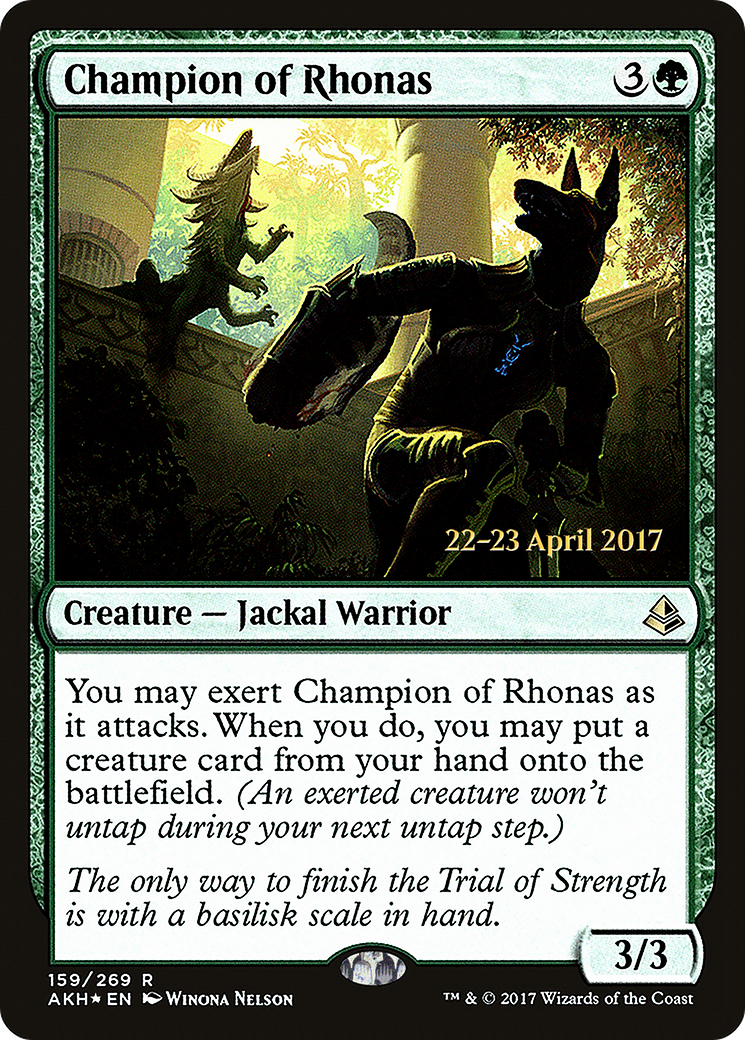 Champion of Rhonas (PRE-159) [Amonkhet Promos] Foil