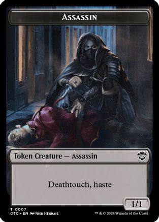 Assassin // Food Double-Sided Token (OTC-7 // 25) [Commander: Outlaws of Thunder Junction]