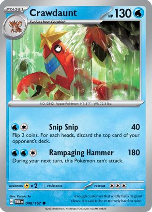 Crawdaunt (048/167) [SV06 Twilight Masquerade] Reverse Holofoil - Common