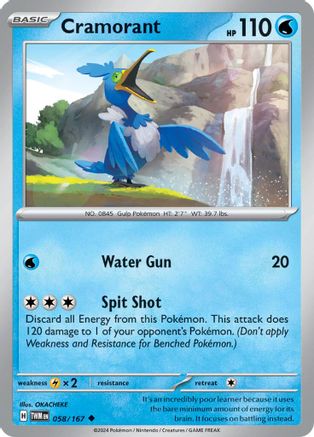 Cramorant (058/167) [SV06 Twilight Masquerade] Reverse Holofoil - Uncommon