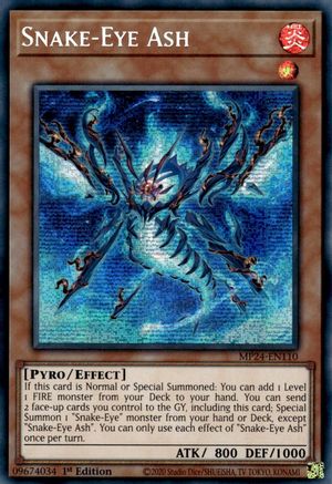 Snake-Eye Ash (Prismatic Secret Rare) (MP24-EN110) - 25th Anniversary Tin: Dueling Mirrors 1st Edition