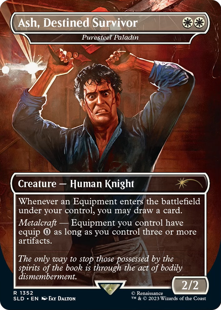 Ash, Destined Survivor - Puresteel Paladin (SLD-1352) (Borderless) [Secret Lair Drop] Foil