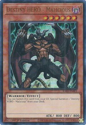 Destiny HERO - Malicious (Ultra Rare) (RA03-EN001) - Quarter Century Bonanza 1st Edition