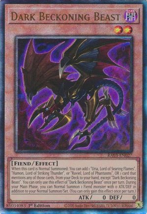 Dark Beckoning Beast (Prismatic Ultimate Rare) (RA03-EN027) - Quarter Century Bonanza 1st Edition