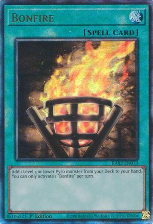 Bonfire (Prismatic Ultimate Rare) (RA03-EN073) - Quarter Century Bonanza 1st Edition