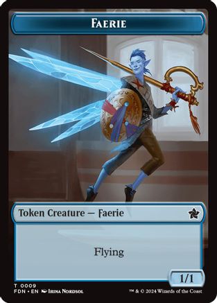 Faerie // Fish Doubled-Sided Token (FDN-9 // 10) [Foundations] Foil
