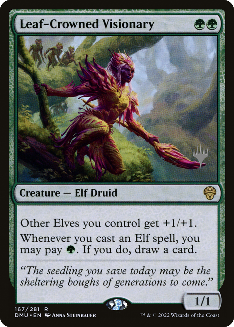 Leaf-Crowned Visionary (PPDMU-167) [Promo Pack: Dominaria United Promos] Foil