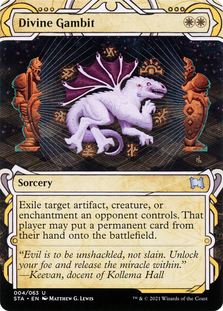 Divine Gambit (STA-004) (Showcase) (Borderless) [Strixhaven Mystical Archive] Foil