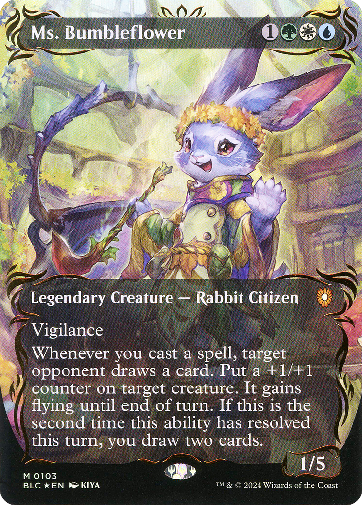 Ms. Bumbleflower (Borderless) (Raised Foil) (BLC-103) [Bloomburrow Commander] Foil
