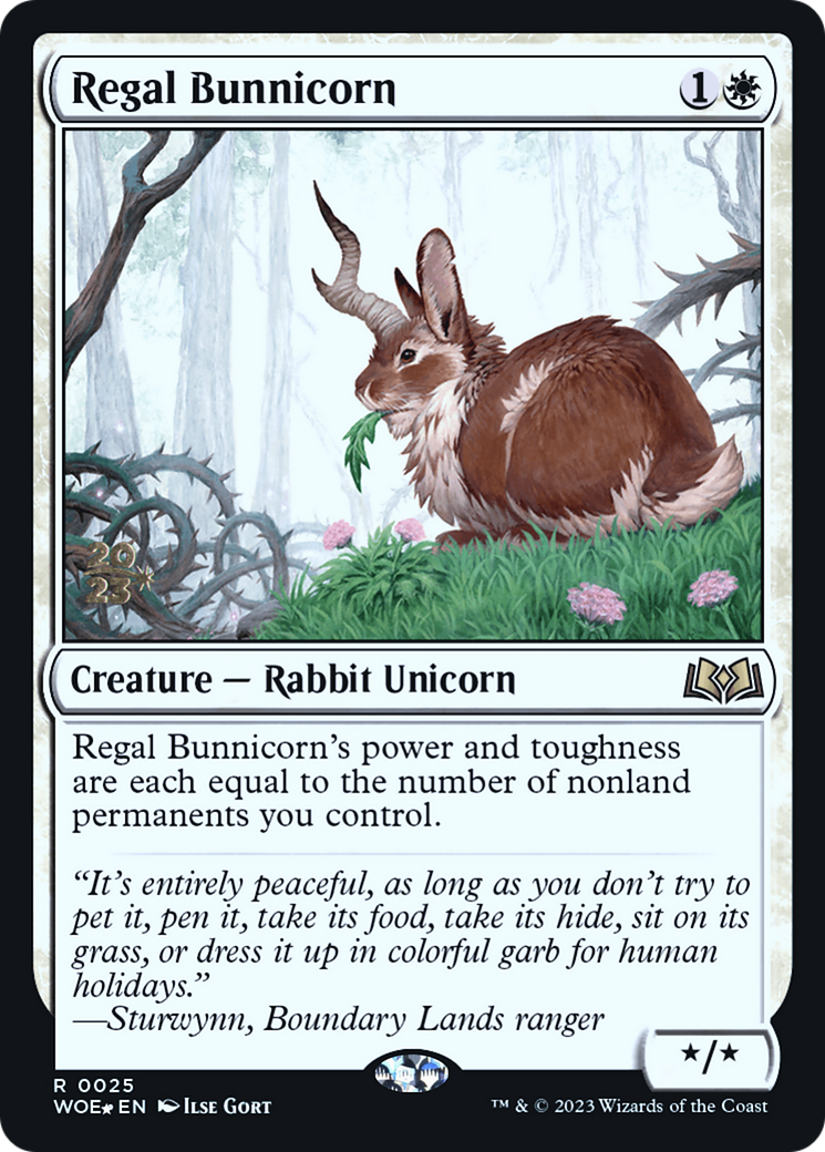 Regal Bunnicorn (PRE-025) [Wilds of Eldraine Promos] Foil
