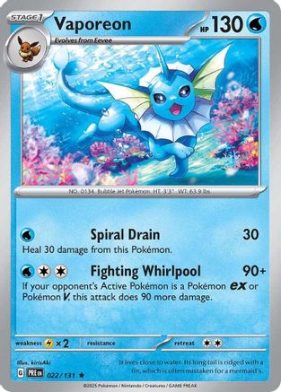 Vaporeon (022/131) [SV Prismatic Evolutions] Reverse Holofoil - Rare