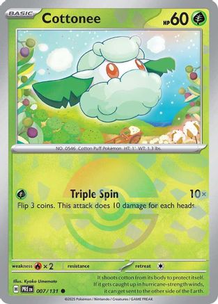Cottonee (Poke Ball Pattern) (007/131) [SV Prismatic Evolutions] Holofoil - Common