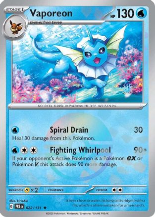 Vaporeon (Poke Ball Pattern) (022/131) [SV Prismatic Evolutions] Holofoil - Rare
